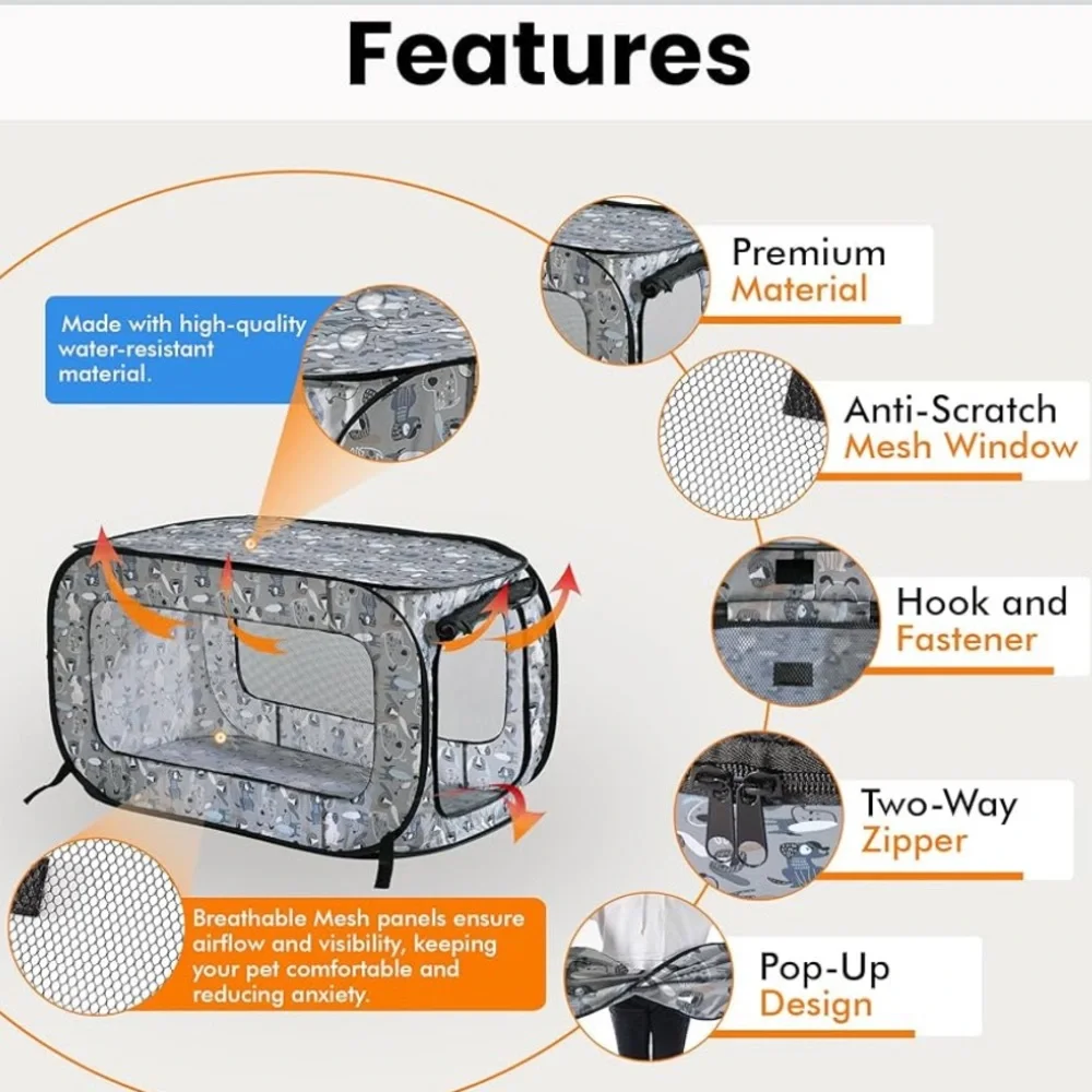 Portable Gray Small Pet Habitat, Pooch Pen, New without Tag